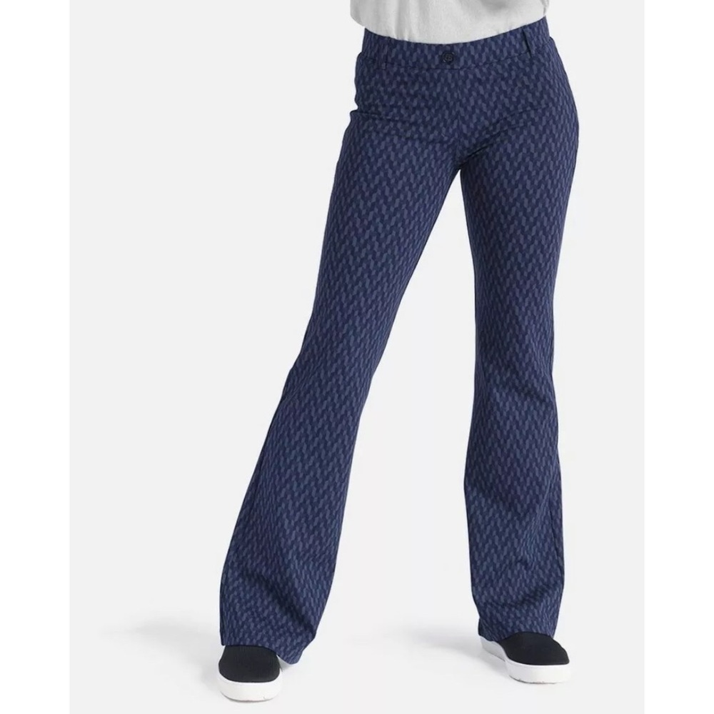 Betabrand Blue Geometric Chevron Bootcut Leggings Pull-on Pants Size M Petite.
